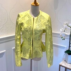Yellow leather jacket from Italy